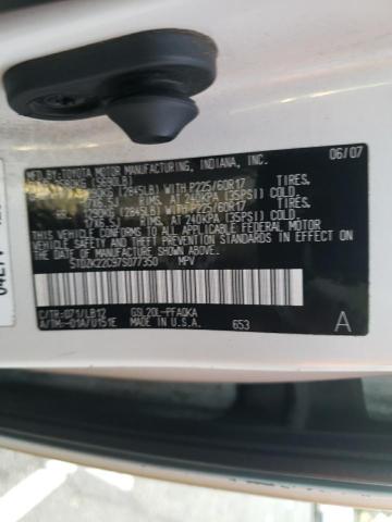 5TDZK22C97S077350 - 2007 TOYOTA SIENNA XLE WHITE photo 13