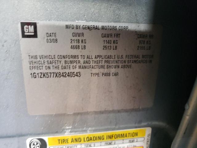 1G1ZK577X84240543 - 2008 CHEVROLET MALIBU LTZ ტურკოუსი ფოტო 12