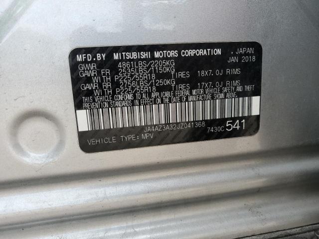 JA4AZ3A32JZ041368 - 2018 MITSUBISHI OUTLANDER SE SILVER photo 13