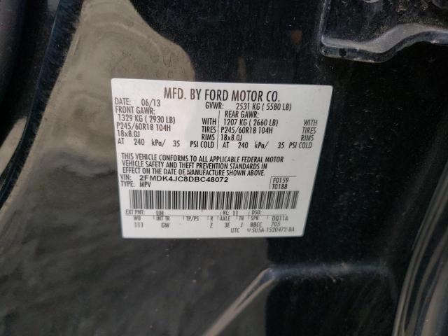 2FMDK4JC8DBC48072 - 2013 FORD EDGE SEL BLACK photo 13