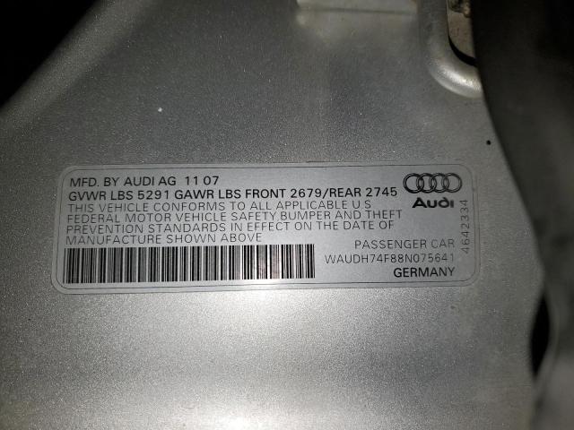 WAUDH74F88N075641 - 2008 AUDI A6 3.2 QUATTRO SILVER photo 12