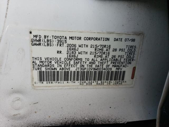 JT3GP10V9W0034009 - 1998 TOYOTA RAV4 WHITE photo 13