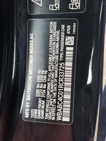 WBABC4C01RCR33725 - 2024 BMW M850XI BLACK photo 12
