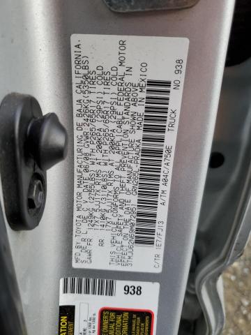 3TMJU62N69M072951 - 2009 TOYOTA TACOMA DOUBLE CAB PRERUNNER SILVER photo 13