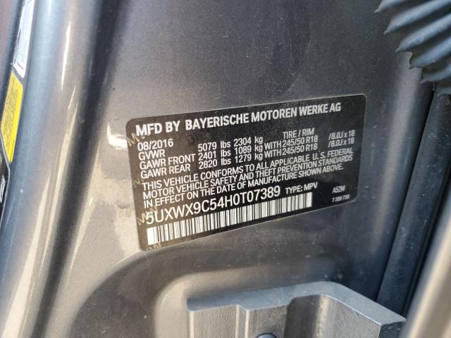 5UXWX9C54H0T07389 - 2017 BMW X3 SDRIVE2 XDRIVE28I Մոխրագույն լուսանկար 13