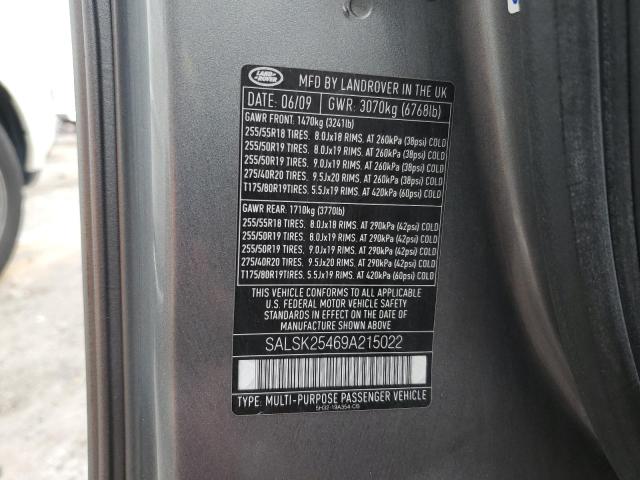 SALSK25469A215022 - 2009 LAND ROVER RANGE ROVE HSE GRAY photo 12