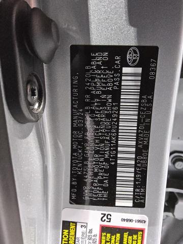 4T1G11AK6RU249261 - 2024 TOYOTA CAMRY SE NIGHT SHADE SILVER photo 12