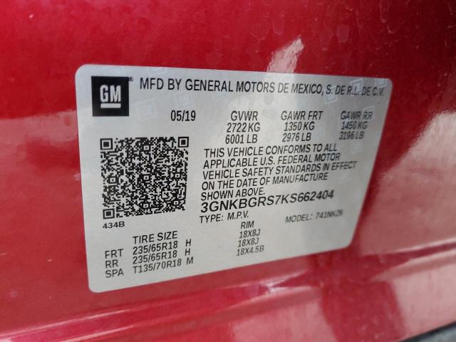 3GNKBGRS7KS662404 - 2019 CHEVROLET BLAZER 2LT RED photo 13