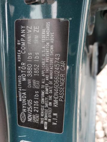 KMHDN46D66U245743 - 2006 HYUNDAI ELANTRA GLS TEAL photo 12