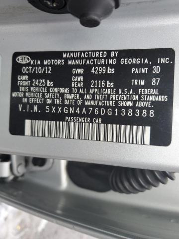 5XXGN4A76DG138388 - 2013 KIA OPTIMA EX SILVER photo 12