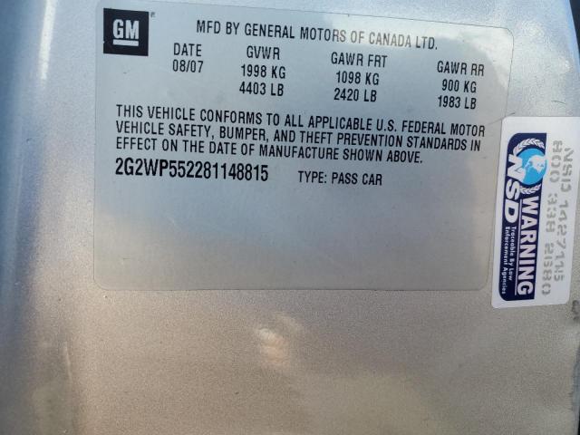 2G2WP552281148815 - 2008 PONTIAC GRAND PRIX 银色 照片 13