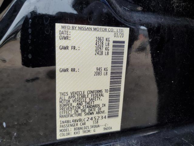 1N4BL4BV8LC245234 - 2020 NISSAN ALTIMA S BLACK photo 12