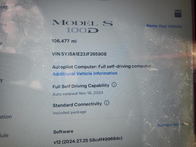 5YJSA1E23JF265908 - 2018 TESLA MODEL S BLACK photo 9