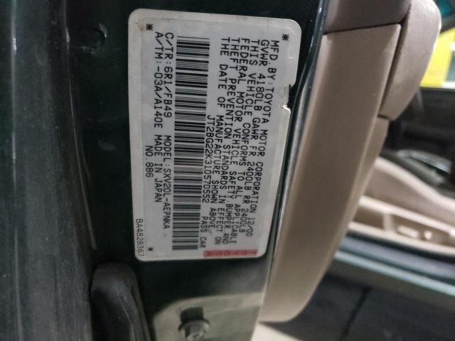 JT2BG22K310570552 - 2001 TOYOTA CAMRY CE GREEN photo 12