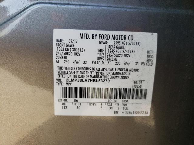 2LMPJ8LR7HBL53270 - 2017 LINCOLN MKX RESERVE رمادي صورة 12