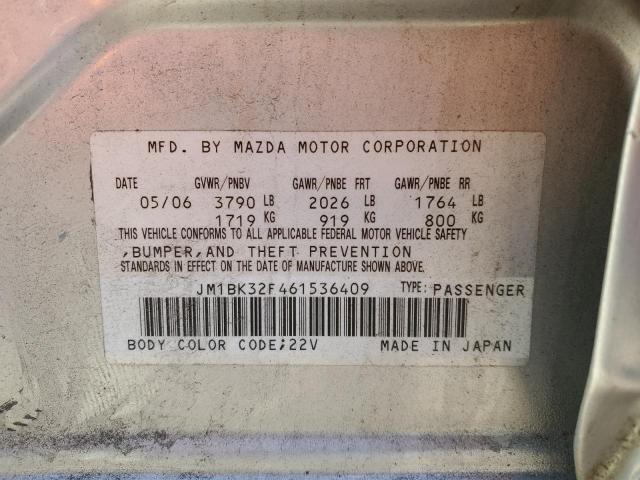 JM1BK32F461536409 - 2006 MAZDA 3 I SILVER photo 13