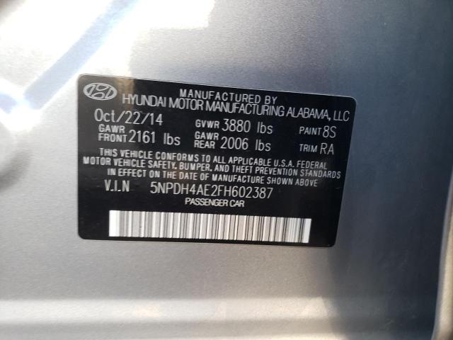 5NPDH4AE2FH602387 - 2015 HYUNDAI ELANTRA SE GRAY photo 12