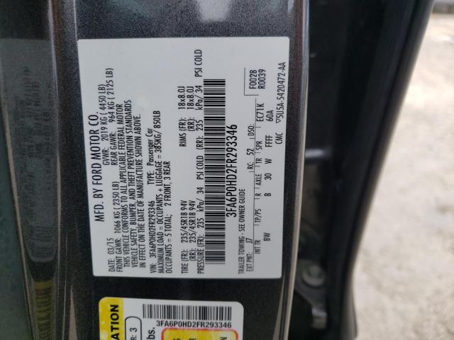 3FA6P0HD2FR293346 - 2015 FORD FUSION SE GRAY photo 12