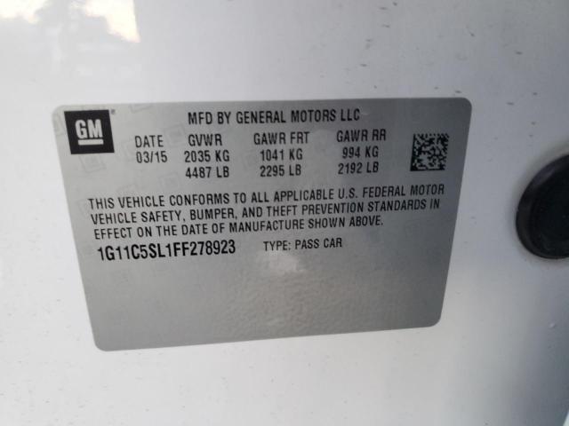 1G11C5SL1FF278923 - 2015 CHEVROLET MALIBU 1LT 白色 照片 12