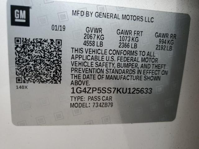 1G4ZP5SS7KU125633 - 2019 BUICK LACROSSE ESSENCE WHITE photo 12