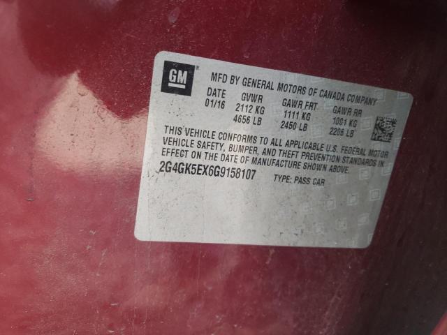 2G4GK5EX6G9158107 - 2016 BUICK REGAL 栗色 照片 12