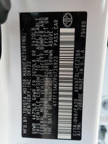 4T1T11AK7PU726923 - 2023 TOYOTA CAMRY SE NIGHT SHADE WHITE photo 12