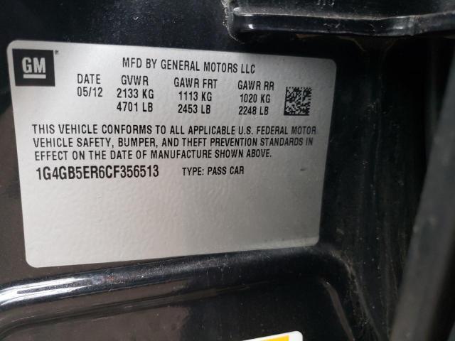 1G4GB5ER6CF356513 - 2012 BUICK LACROSSE CONVENIENCE BLACK photo 12