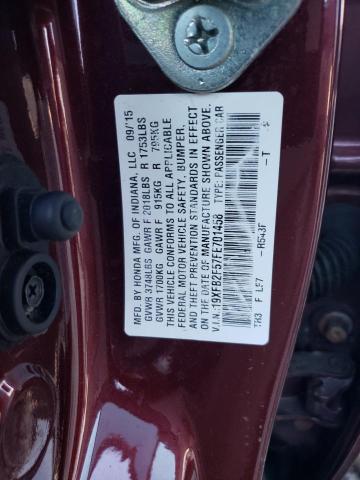 19XFB2F57FE701458 - 2015 HONDA CIVIC LX BURGUNDY photo 13