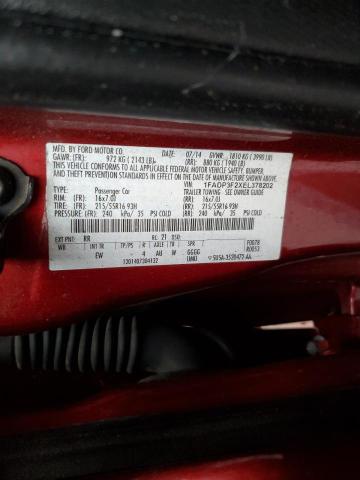 1FADP3F2XEL378202 - 2014 FORD FOCUS SE RED photo 12