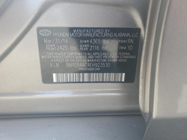 5NPEB4AC4EH923530 - 2014 HYUNDAI SONATA GLS GRAY photo 12