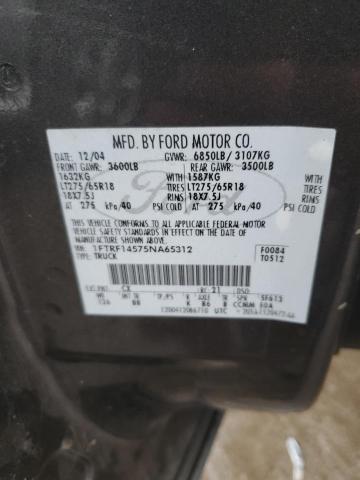 1FTRF14575NA65312 - 2005 FORD F150 GRAY photo 12