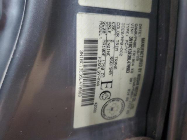 3N1BC13E39L479983 - 2009 NISSAN VERSA S GRAY photo 12