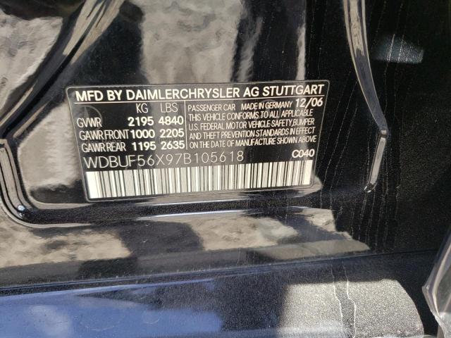 WDBUF56X97B105618 - 2007 MERCEDES-BENZ E 350 BLACK photo 12