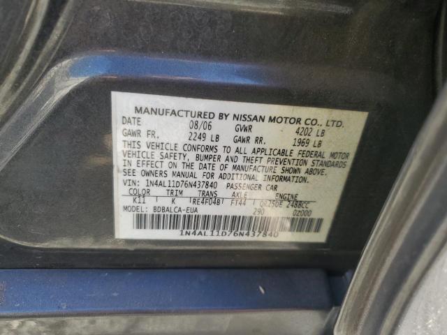 1N4AL11D76N437840 - 2006 NISSAN ALTIMA S SILVER photo 12