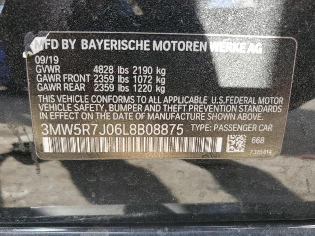 3MW5R7J06L8B08875 - 2020 BMW 330XI BLACK photo 12