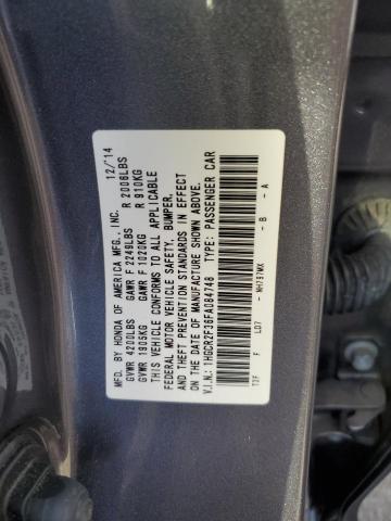 1HGCR2F36FA084748 - 2015 HONDA ACCORD LX GRAY photo 12