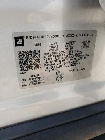 3GNCJLSB0LL203057 - 2020 CHEVROLET TRAX 1LT SILVER photo 13