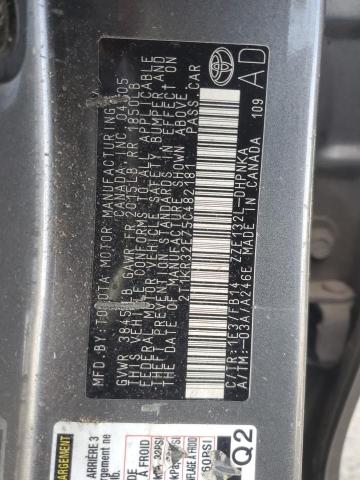 2T1KR32E75C482181 - 2005 TOYOTA COROLLA MA XR GRAY photo 12