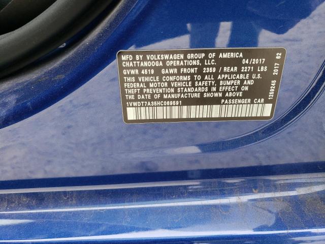 1VWDT7A35HC069591 - 2017 VOLKSWAGEN PASSAT R-LINE Mavi foto 12