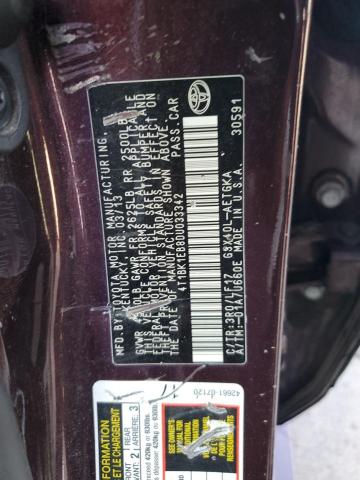 4T1BK1EB8DU033342 - 2013 TOYOTA AVALON BASE 栗色 照片 12