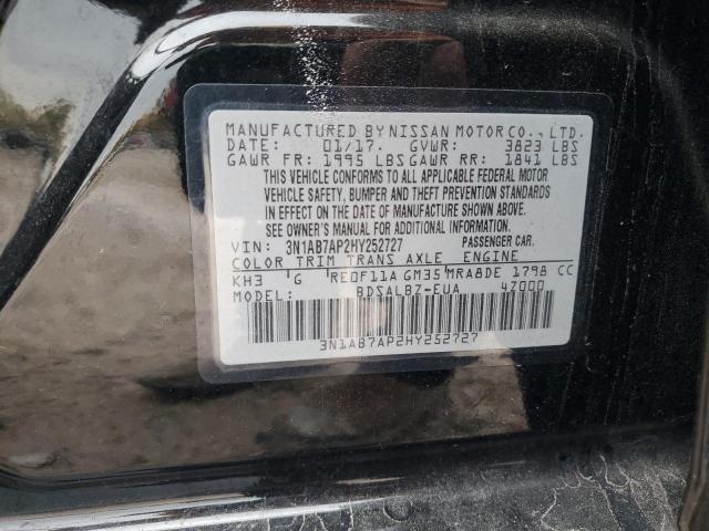 3N1AB7AP2HY252727 - 2017 NISSAN SENTRA S BLACK photo 12