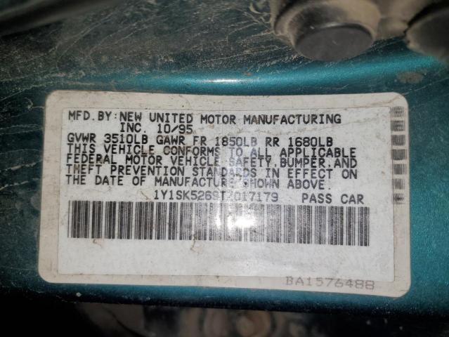 1Y1SK5269TZ017179 - 1996 GEO PRIZM BASE მწვანე ფოტო 12