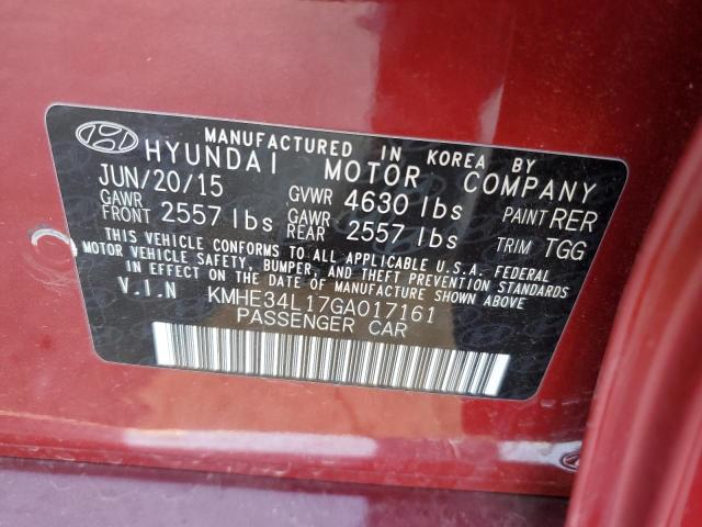 KMHE34L17GA017161 - 2016 HYUNDAI SONATA HYBRID RED photo 12