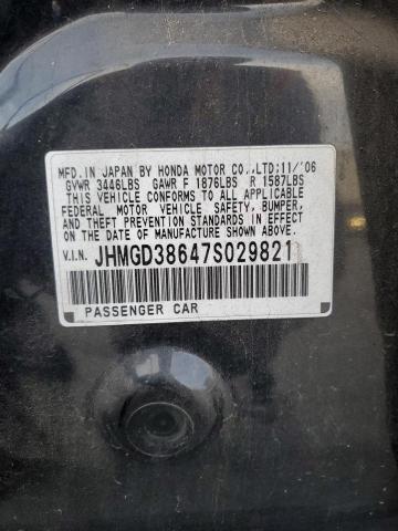 JHMGD38647S029821 - 2007 HONDA FIT S 黑色 照片 12