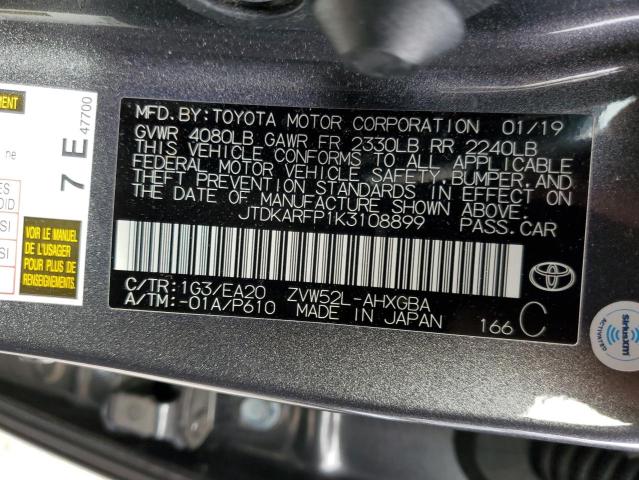 JTDKARFP1K3108899 - 2019 TOYOTA PRIUS PRIM 石墨色 照片 12