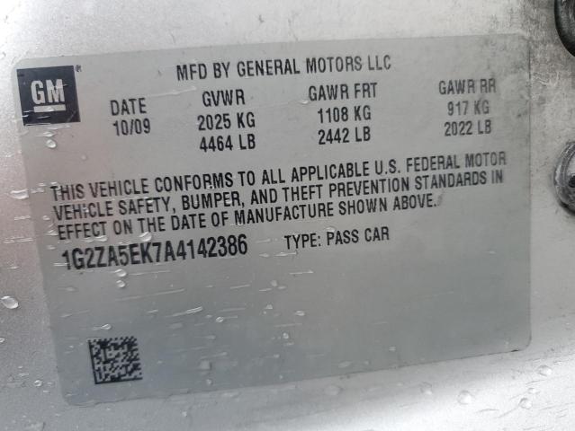 1G2ZA5EK7A4142386 - 2010 PONTIAC G6 SILVER photo 12