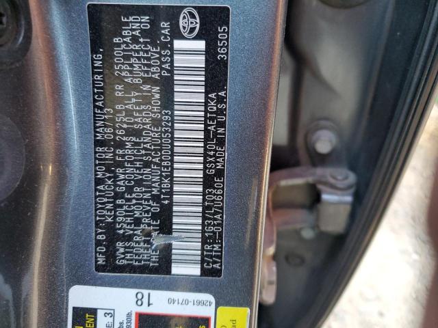 4T1BK1EB0DU053293 - 2013 TOYOTA AVALON BASE 灰色 照片 12