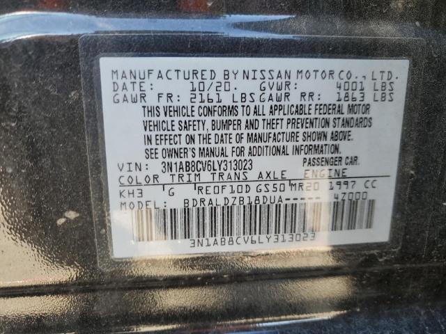 3N1AB8CV6LY313023 - 2020 NISSAN SENTRA SV BLACK photo 12