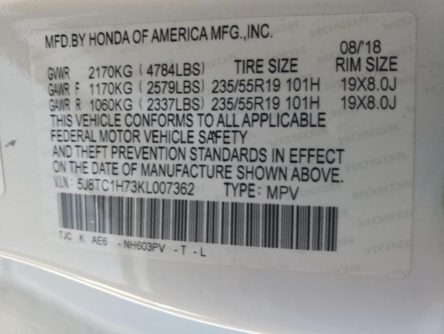 5J8TC1H73KL007362 - 2019 ACURA RDX ADVANCE WHITE photo 13