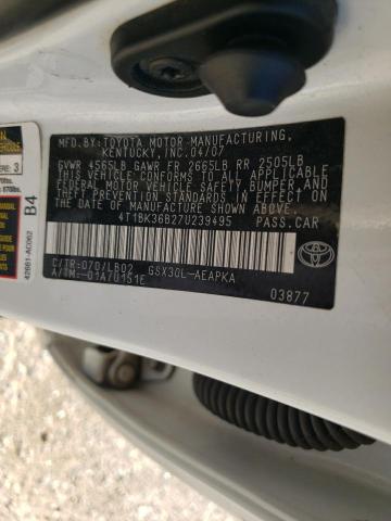 4T1BK36B27U239495 - 2007 TOYOTA AVALON XL WHITE photo 12